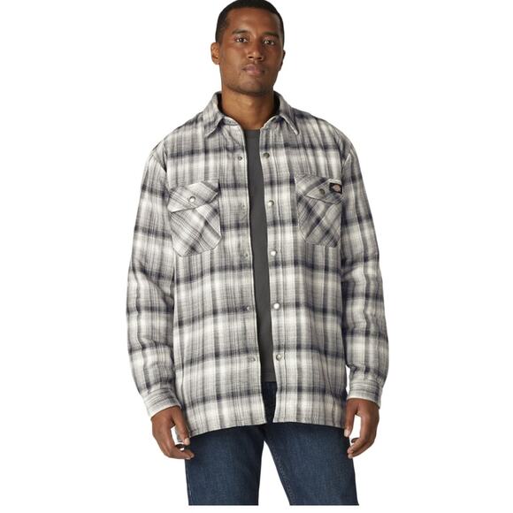 DICKIES Men’s Sherpa Lined Flannel Shirt Jacket XL Hydroshield Plaid - Picture 1 of 9